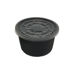 Çorba Kase Tırtıklı Siyah Plastik Kap+Kapak 14 OZ