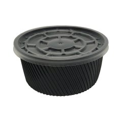 Çorba Kase Tırtıklı Siyah Plastik Kap+Kapak 16 OZ