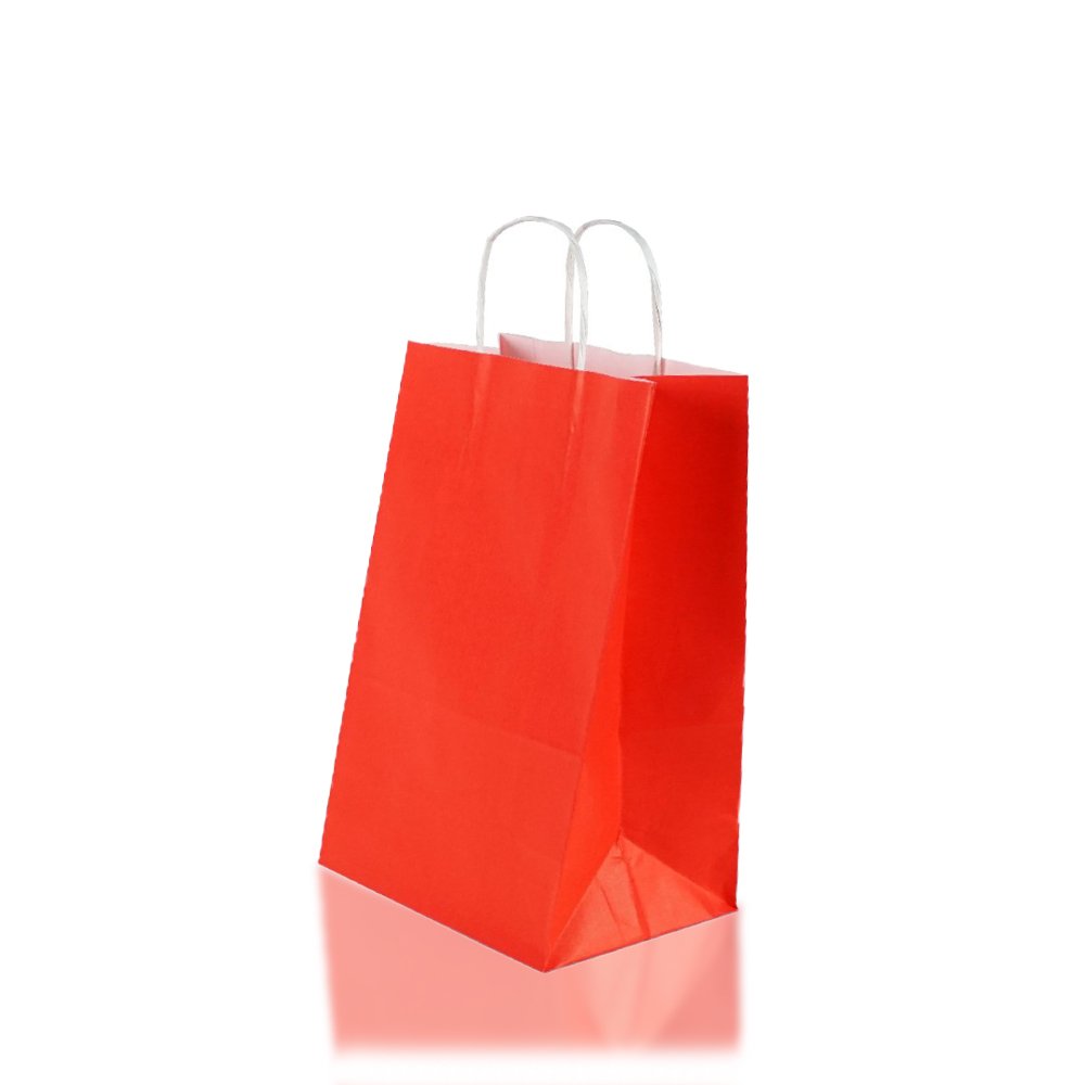 Bag White Kraft 25x31x12 Cm Twist Handle Red