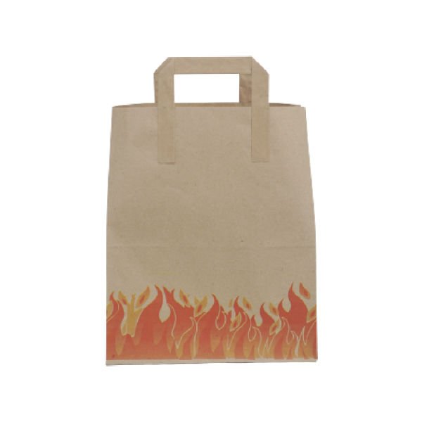 Bag Kraft 25x30x14 cm Flat Handle Flame Pattern