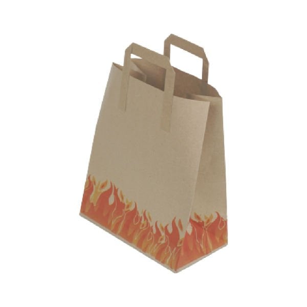 Bag Kraft 25x30x14 cm Flat Handle Flame Pattern
