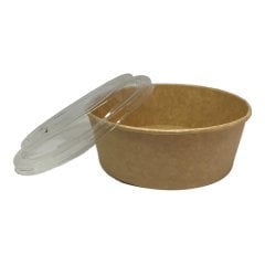Salad Container Cardboard 1100 gr (38 oz) KRAFT Container + Lid 50 Pieces