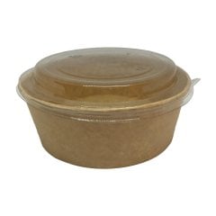 Salad Container Cardboard 1100 gr (38 oz) KRAFT Container + Lid 50 Pieces