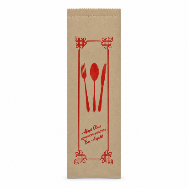 Pouch Ivory Paper Fork Spoon Standart Print 8x26 cm