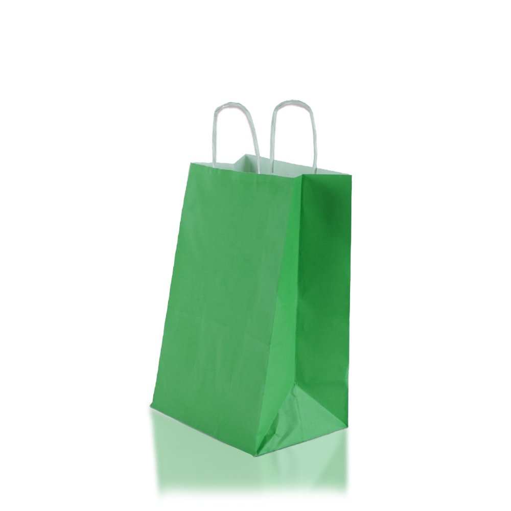 Çanta Beyaz Kraft 25x31x12 Cm Burgu Sap Yeşil