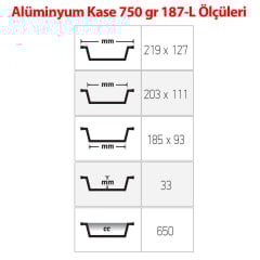 ალუმინის 750 გრ კონტეინერი 