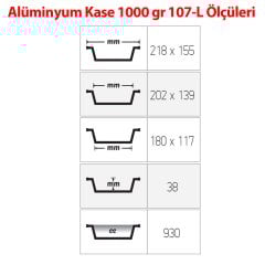 ალუმინის 1000 გრ დიდი კონტეინერი