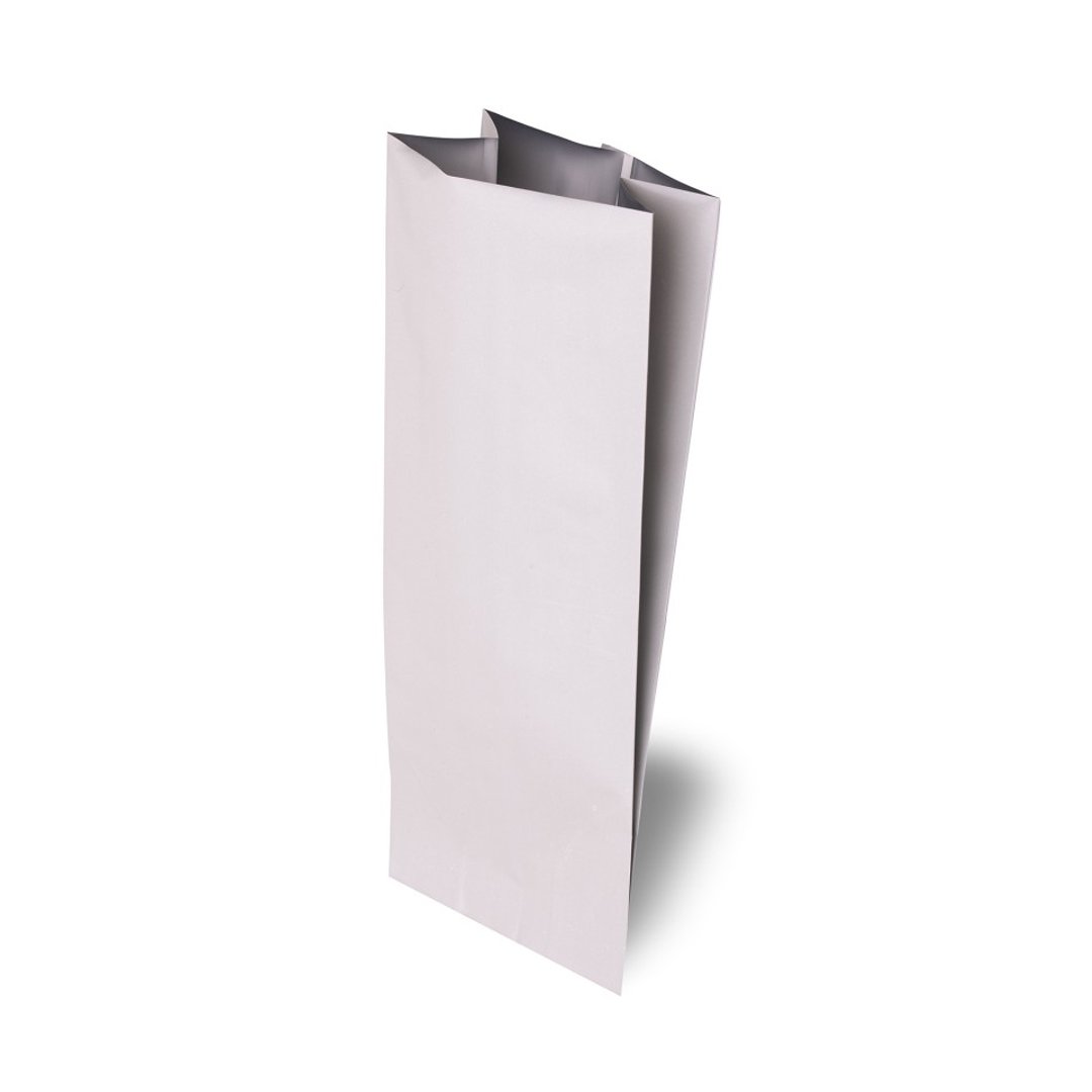 Side Gusseted Bag White Aluminum 10x25x6 Cm