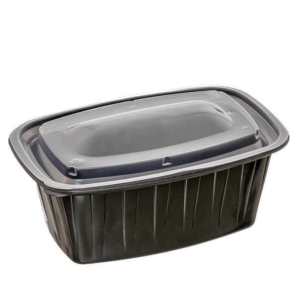 Black Plastic Heat Resistant Food Container 750 cc