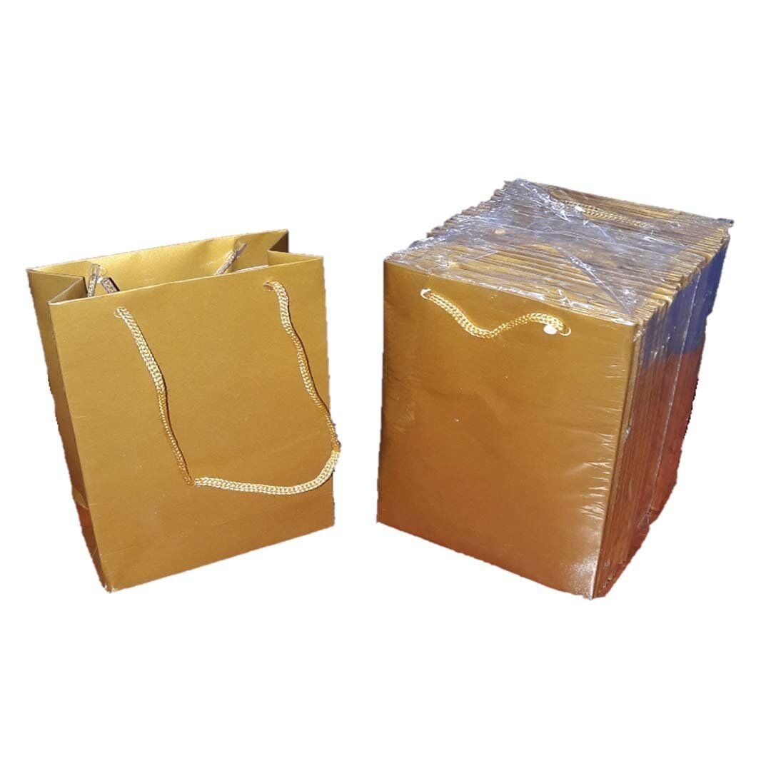 Mini Karton Çanta Gold 14x17x6,5 cm 24 adetli