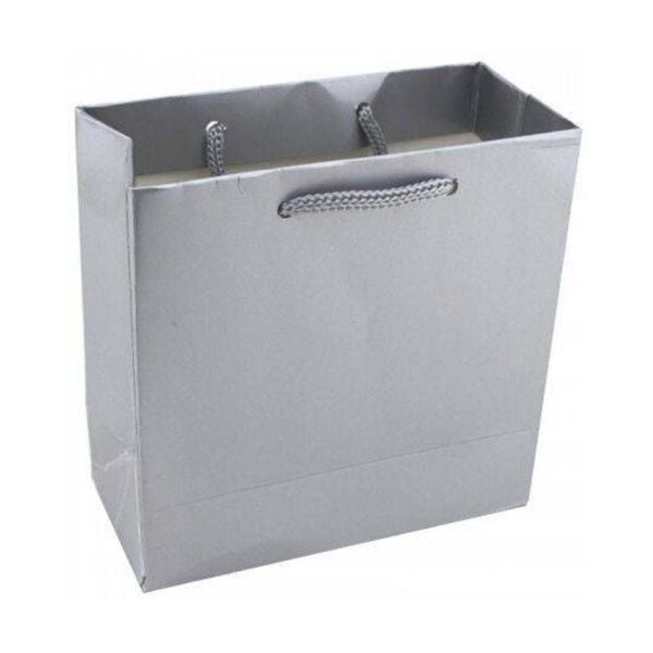 Mini Karton Çanta Gümüş Gri 12x17x6,5 cm 24 adetli