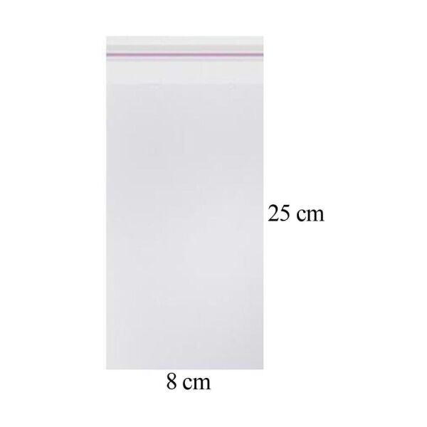 Прозрачный пакет OPP с клеевым клапаном, 8x25 см (1000 шт.)