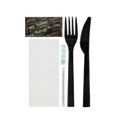 Dinner Set 6 Piece Luxury Black Fork - Knife