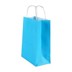 Çanta Beyaz Kraft 18x24x9 cm Burgu Sap Mavi 400 ADETLİ KOLİ