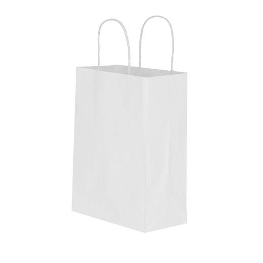 Çanta Beyaz Kraft 18x24x9 cm Burgu Sap Beyaz 400 ADETLİ KOLİ
