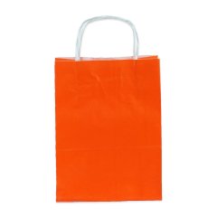Çanta Beyaz Kraft 18x24x9 cm Burgu Sap Turuncu 50 ADETLİ PAKET