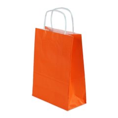 Çanta Beyaz Kraft 18x24x9 cm Burgu Sap Turuncu 50 ADETLİ PAKET