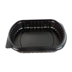 Black Plastic Single Compartment Container + Lid