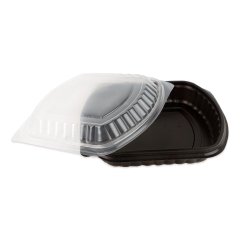 Black Plastic Single Compartment Container + Lid