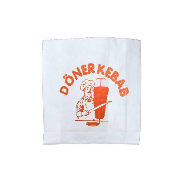 Hamburger Paper Bag 14x15cm White Sulphite Printed
