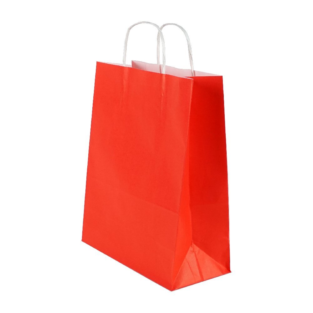 Çanta Kraft 18x24x9 cm Burgu Sap Kırmızı 50 ADETLİ PAKET