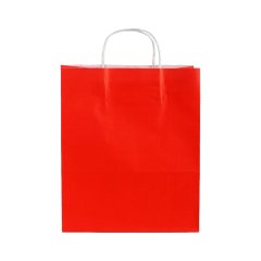 Çanta Kraft 18x24x9 cm Burgu Sap Kırmızı 50 ADETLİ PAKET