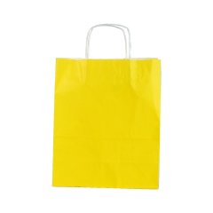 Çanta Beyaz Kraft 25x31x12 Cm Burgu Sap Sarı 50 ADETLİ PAKET