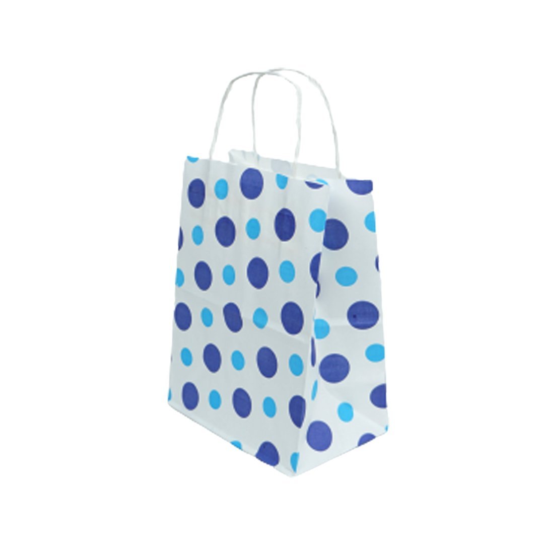 Beyaz Kraft Kağıt, Puantiyeli Çanta 18x24x9 cm