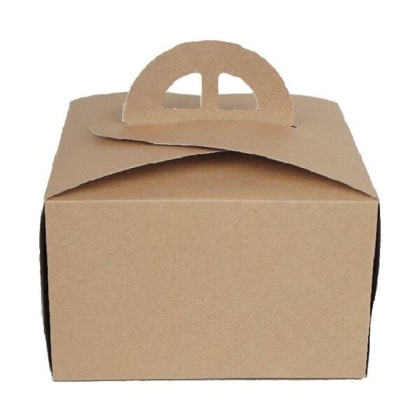 Pie Box No. 0 Square with Handle 18x18x11 cm KRAFT, 50 pcs