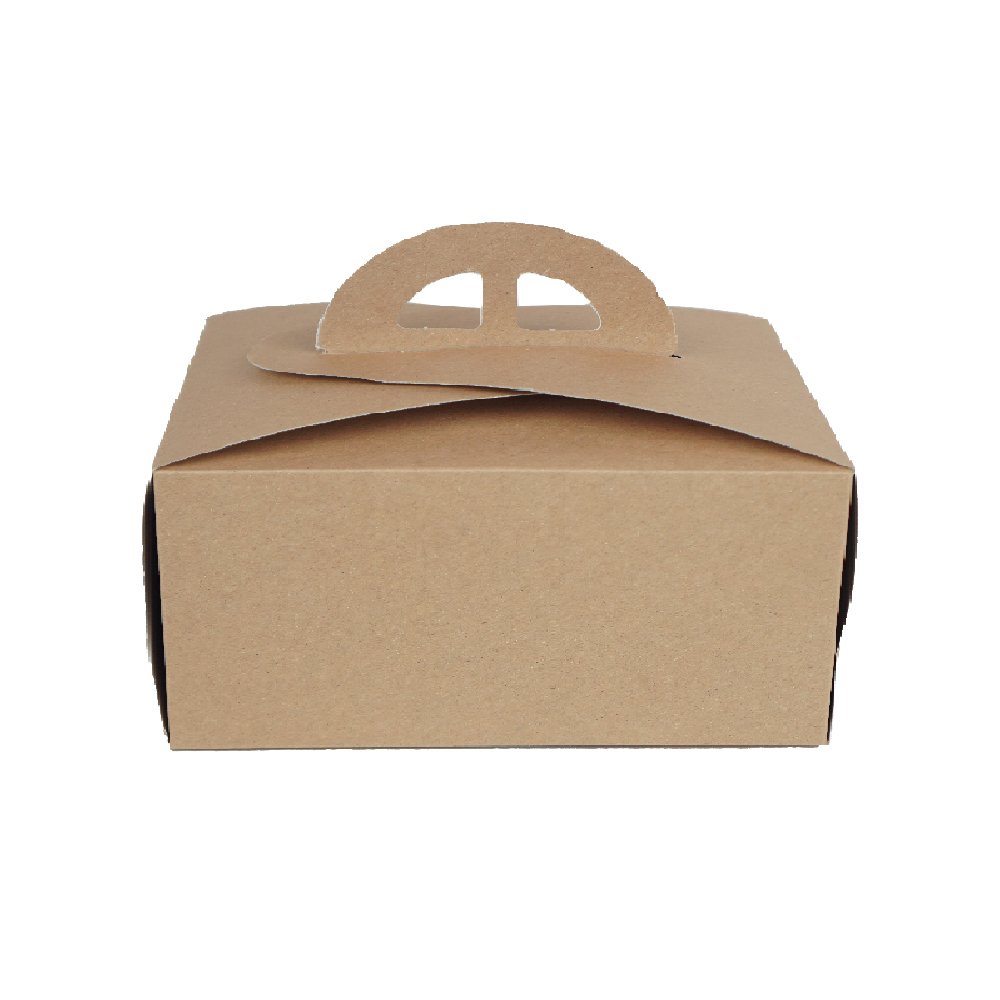 Box Pie No. 1 Square Handle 21x21x11 Cm KRAFT 50 Pieces