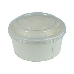 Salad Bowl Cardboard 750 Gr + Lid White 50 Pieces