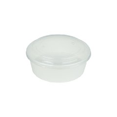 Salad Bowl Cardboard 750 Gr + Lid White 50 Pieces