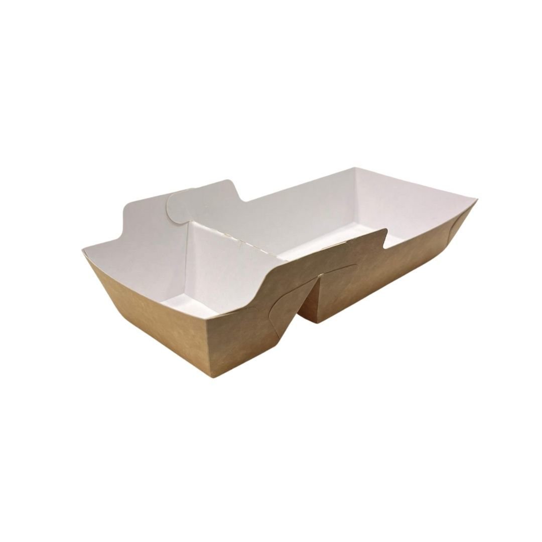 Коробка с печеным картофелем, самоклеящаяся крафт-бумага, 2 отделения, 100 штук
