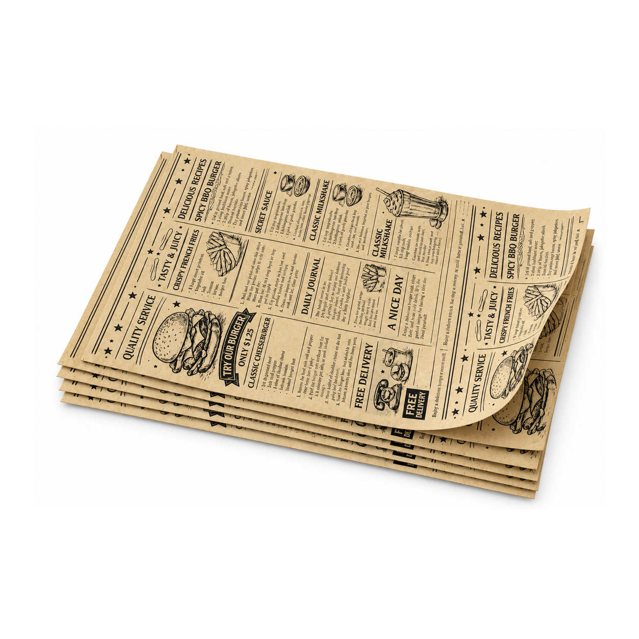 Ambalaj Kağıdı Şamua Gazete Desen 35x50 cm 10 KG'lık