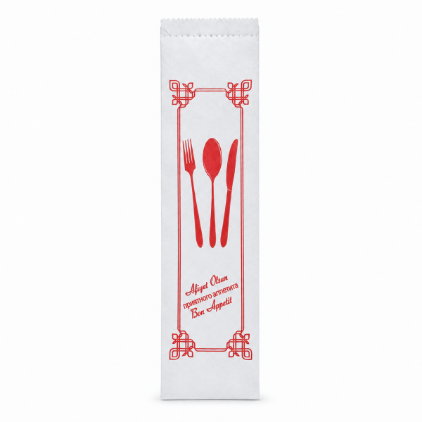 Pouch White Sulfite Fork Spoon Standart Print 7x26 cm