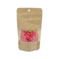 Zippered Doypack Kraft Windowed 8.5x14.5x2.5 Cm
