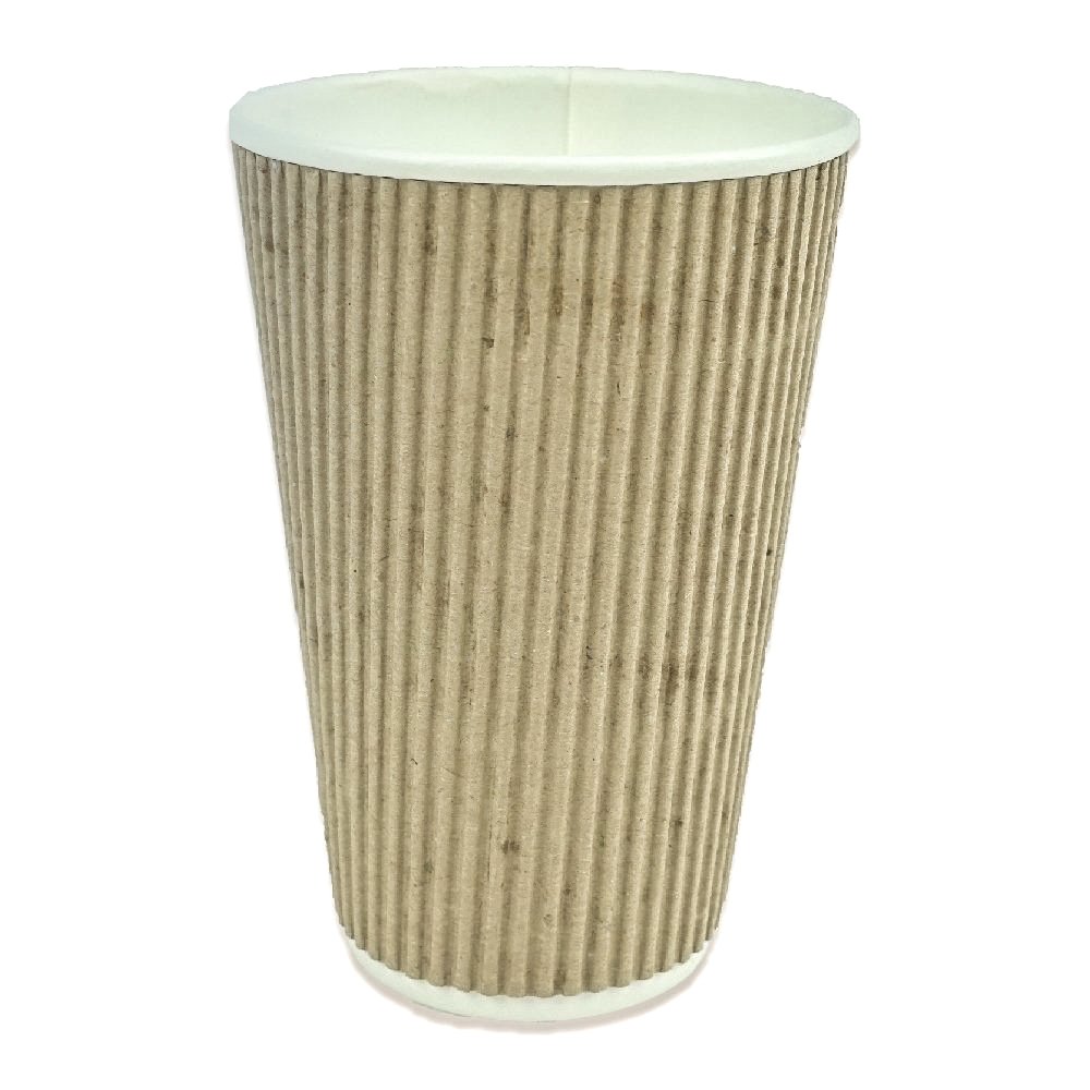 Cardboard Cup 12 oz Double Layer (Ripple) Kraft 100 Piece Packages