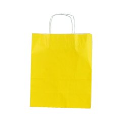 Beyaz Kraft Kağıt, Burgu saplı Çanta Sarı 32x40x12cm 50 adetli