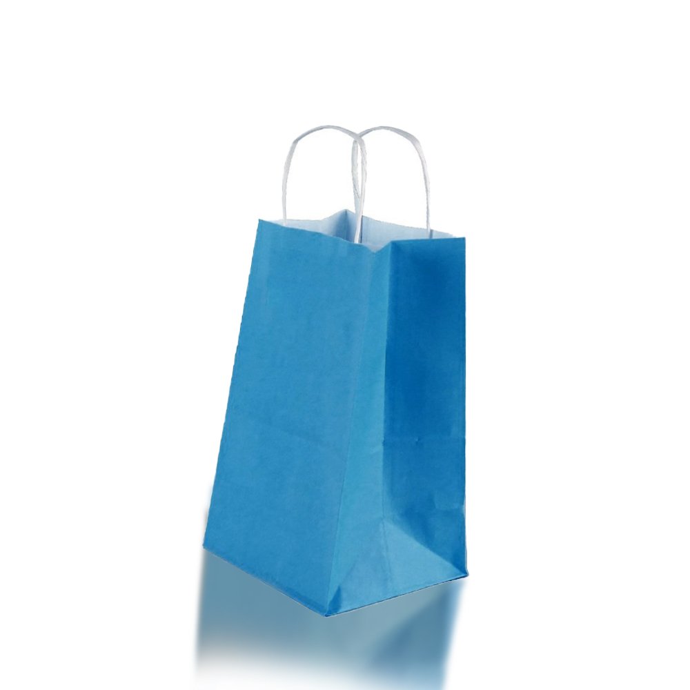 Bag White Kraft 25x31x12 Cm Twist Handle Blue