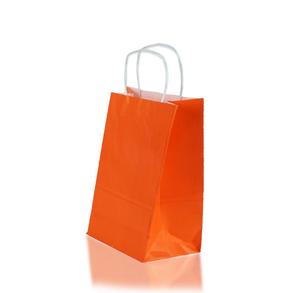 Bag White Kraft 25x31x12 Cm Twist Handle Orange
