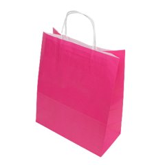 Bag White Kraft 25x31x12 Cm Twist Handle Pink