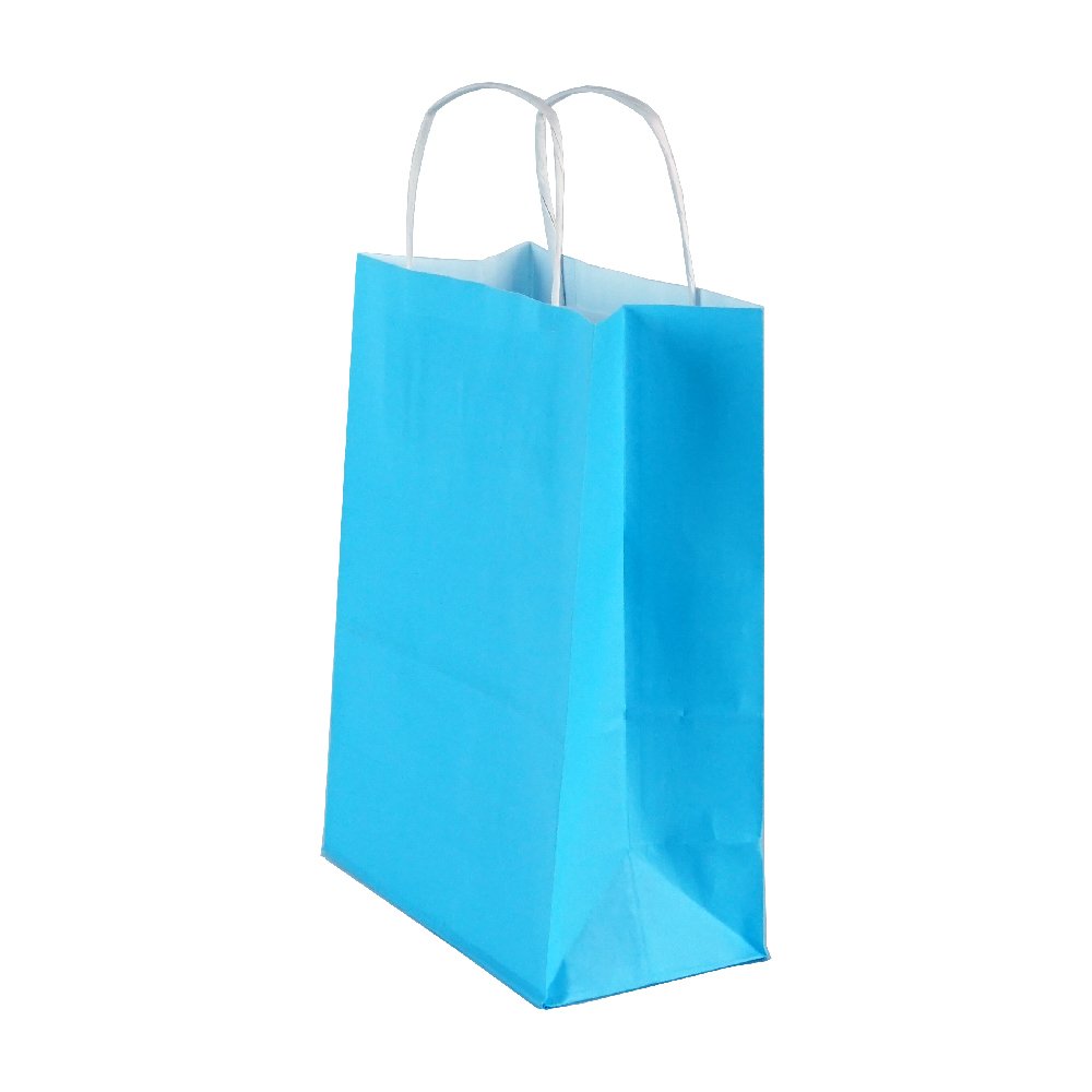 Bag White Kraft 32x40x12 cm Twist Handle Blue