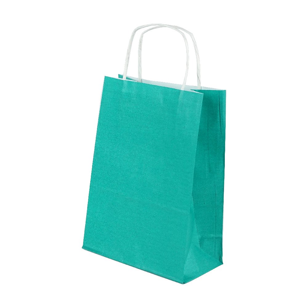 Çanta Beyaz Kraft 32x40x12 Cm Burgu Sap Yeşil 50 ADETLİ PAKET