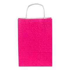 Bag White Kraft 18x24x9 cm Twist Handle Pink