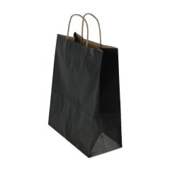 Bag Kraft 18x24x9 cm Twist Handle Black 50 Pieces