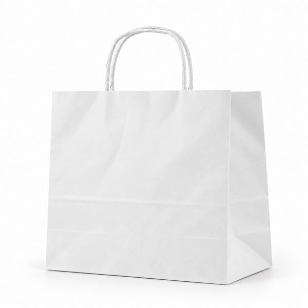 Çanta Beyaz Kraft 33x33x20 Cm Burgu Sap 50 Adetli