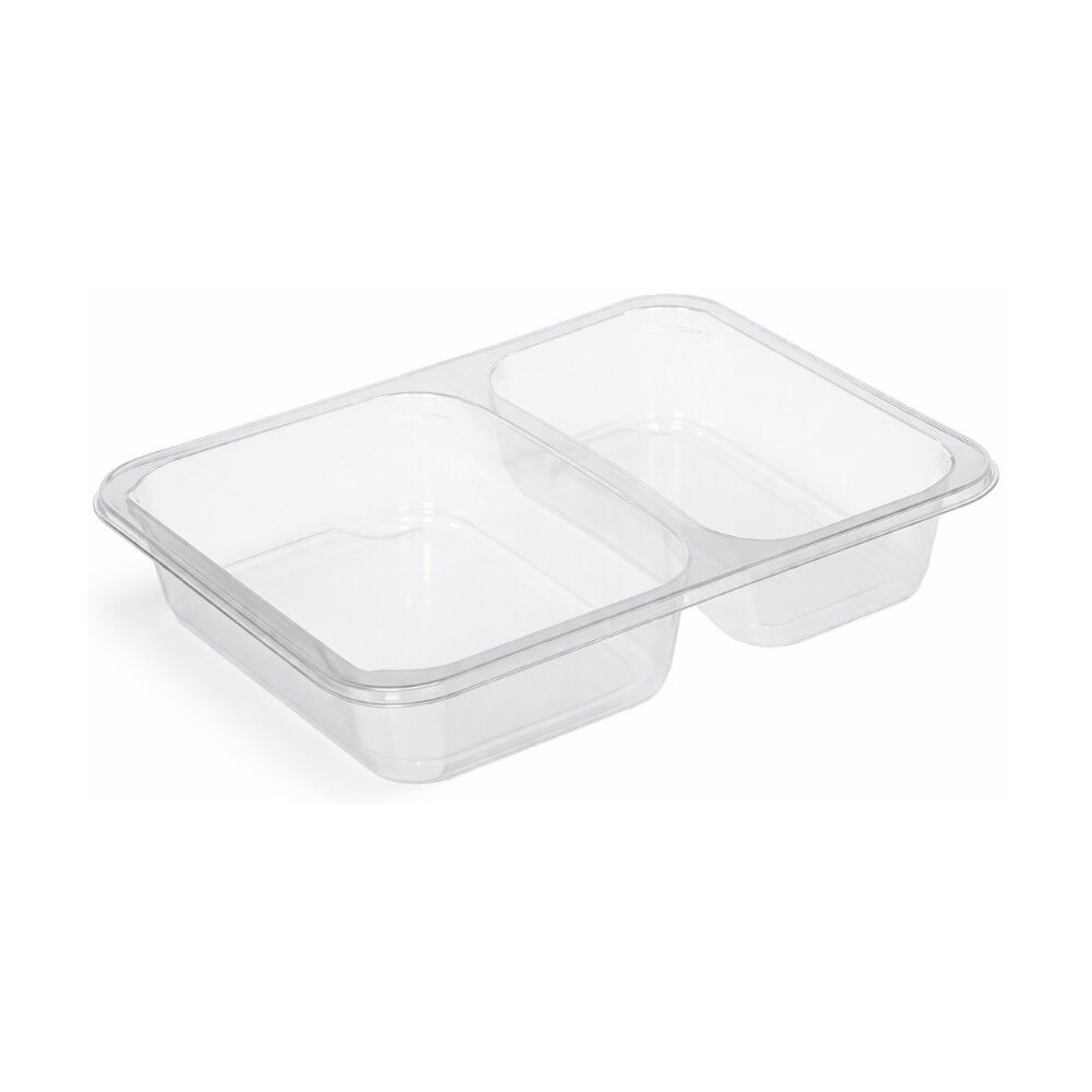 Clear Plastic Bowl 2-Compartment Film-Sealable, 400 pcs