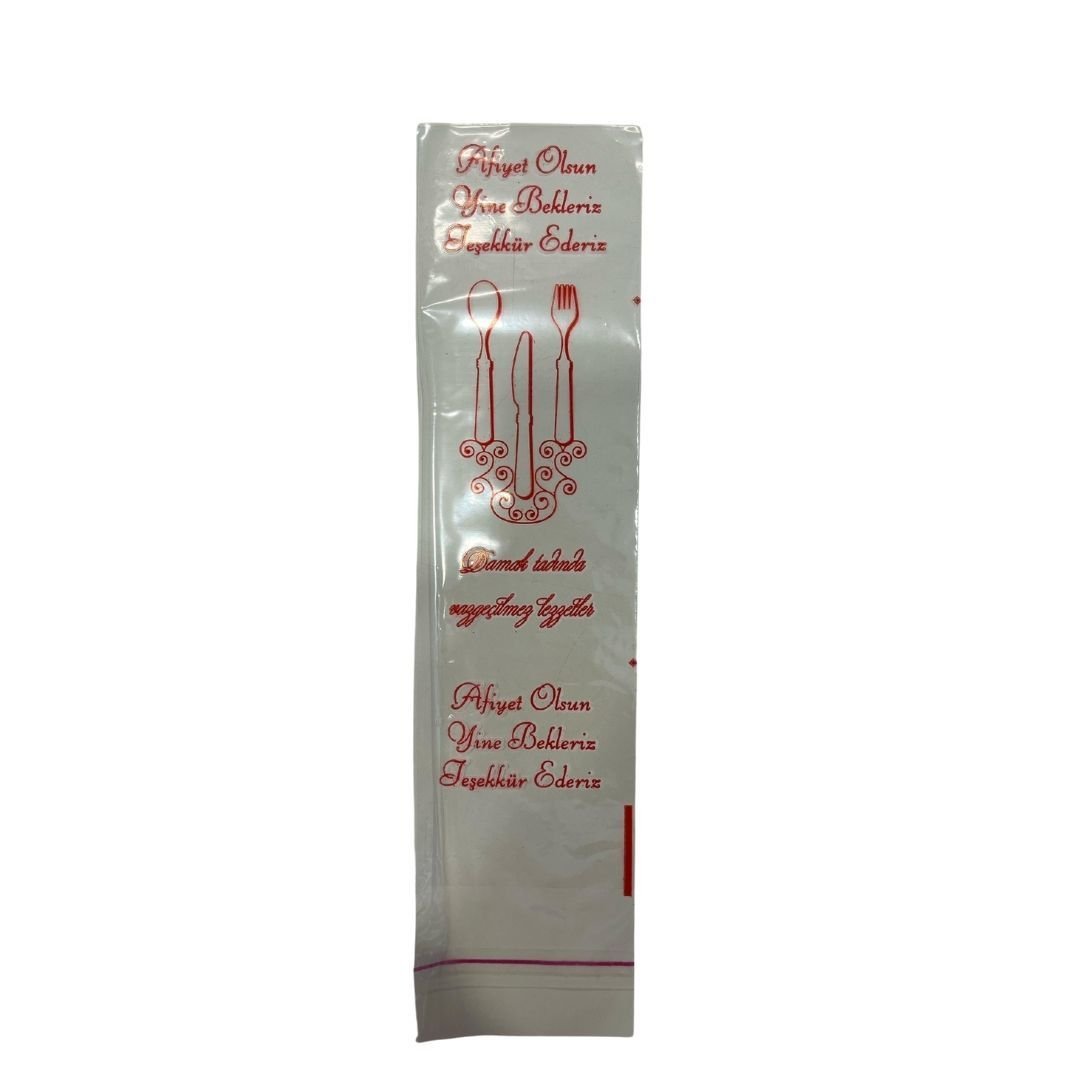 Transparent Bag with Fork Spoon Tape 7.5X25 Cm (1000 Pieces)