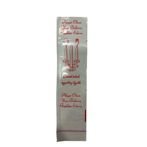 Transparent Bag with Fork Spoon Tape 7.5X25 Cm (1000 Pieces)