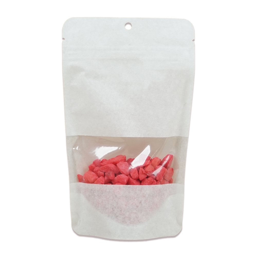 Ziplock Doypack White Kraft Windowed 11x18.5x3.5 Cm